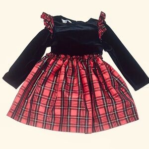 Pippa & Julie Girls Party Dress Black Stretch Long Sleeve Top - Taffeta Skirt